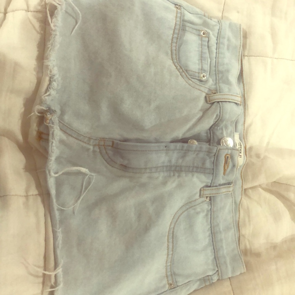 Light wash denim mini skirt